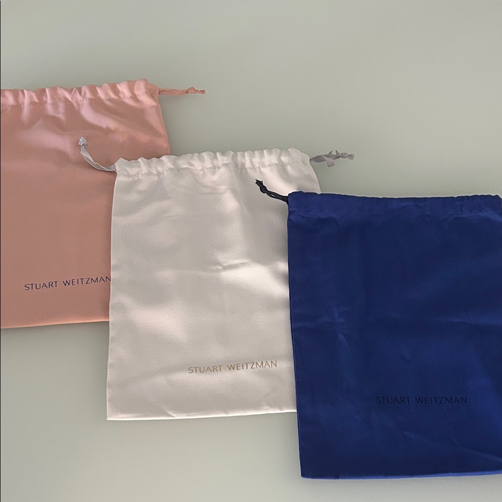 Stuart Weitzman Dust Bags: 3-Pack Pink, White, and Blue